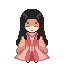 加筆修正後のドット絵。同じ人物の輪郭と塗りが点の単位で整えられ、目と口が描き起こされている。